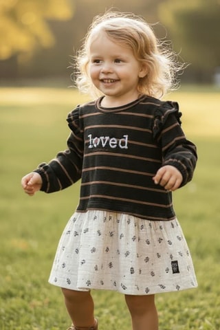 Vestido efecto doble prenda - Gris y blanco