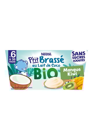 3 x	P'tit Brassé au lait de coco bio Mangue et kiki - 360 g