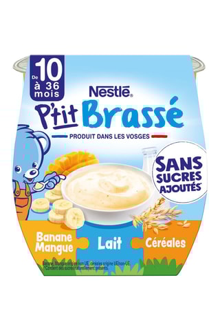 6 x Compote P'tit Brassé Banane mangue, lait et céréales - 230 g