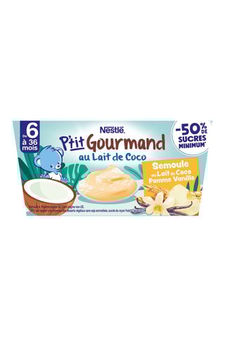 3 x P'tit Gourmand au lait de coco, semoule, pomme et vanille - 360 g