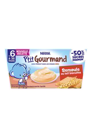 3 x P'tit Gourmand semoule au lait biscuitée - 360 g