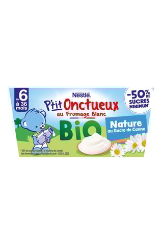3 x P'tit Onctueux au fromage blanc bio Nature au sucre de canne - 360 g
