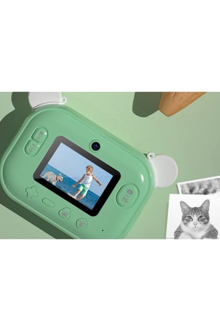 Máquina fotográfica digital com impressão instantânea - Dinossauro - Azul