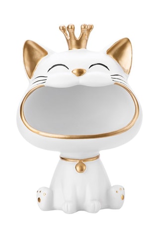 Estatueta em cerâmica - King Cat - Branco