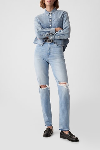 Jeans a vita alta - Celeste