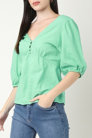 Top in lino - Verde