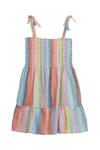 Abito in lino - Arancione e celeste