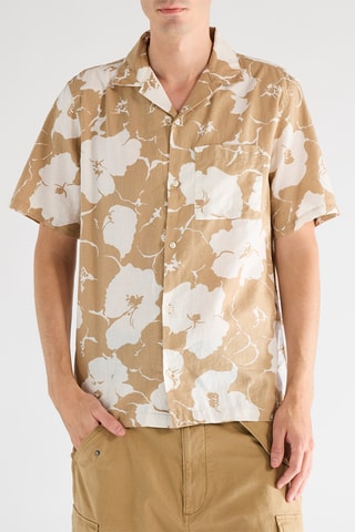 Camicia in lino - Beige e bianco