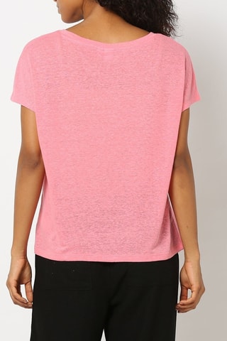T-shirt in lino - Rosa melange