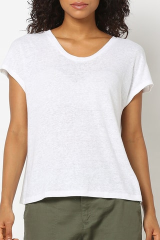 T-shirt in lino - Bianco melange