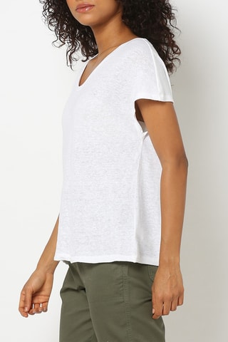 T-shirt in lino - Bianco melange