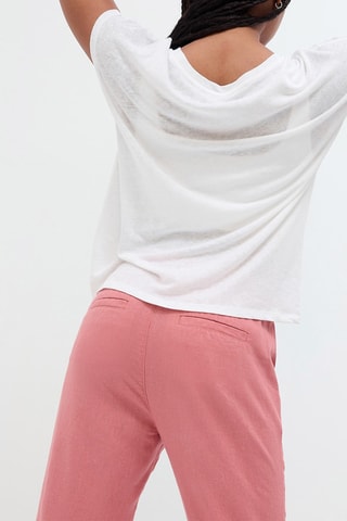 T-shirt in lino - Bianco melange