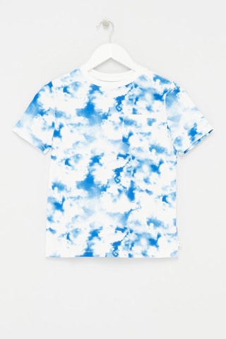 T-shirt in cotone bio tie and dye - Bianco e turchese