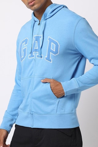 Felpa con cappuccio - Azzurro