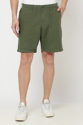 Shorts in lino - Kaki