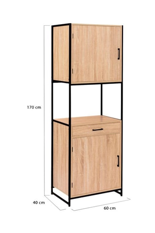 Credenza industriale 2 ante Memphis - Effetto legno e nero