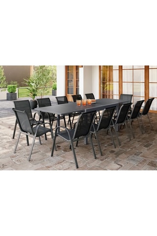 Set pranzo allungabile 12 posti in polywood grigio