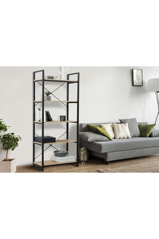 Libreria Manufacture -  Nero ed effetto legno