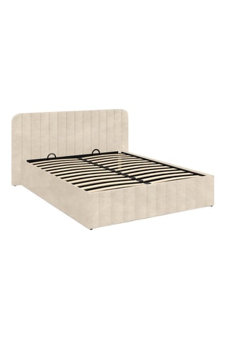 Letto contenitore Valentina in velluto beige con rete e testiera 160x200cm