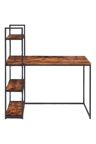 Scrivania libreria 2 in 1 Elize - Nero ed effetto legno