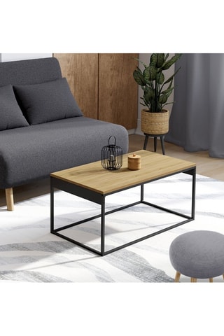 Tavolino Memphis con piano sollevabile legno e piedi neri 90cm