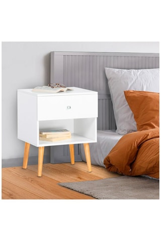 2 comodini 1 cassetto Emmie - Effetto legno e bianco