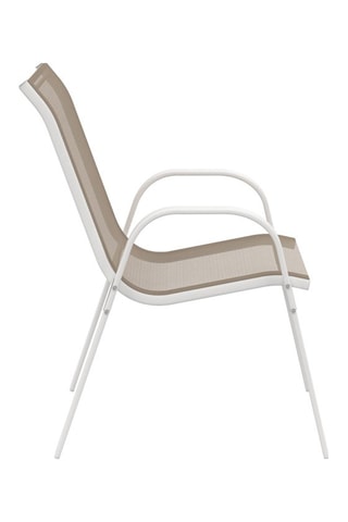 Set pranzo Minorca 8 posti in textilene e vetro temprato bianco e beige