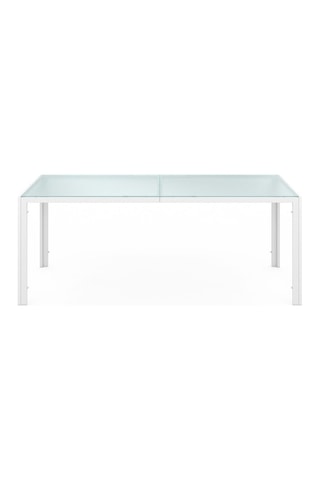 Set pranzo Minorca 8 posti in textilene e vetro temprato bianco e beige