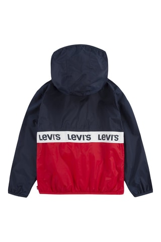 Coupe-vent à capuche - Bleu marine et rouge