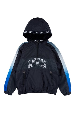 Coupe-vent à capuche - Blanc, noir et bleu