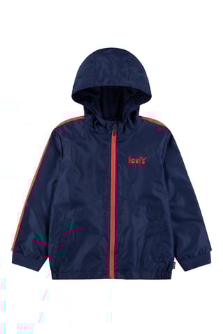 Coupe-vent à capuche - Blanc, rouge et bleu