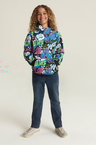 Sweat à capuche - Noir, bleu, vert et rose