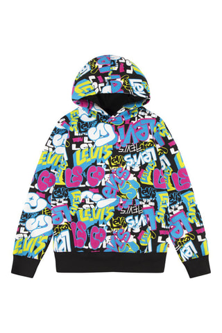 Sweat à capuche - Noir, bleu, vert et rose