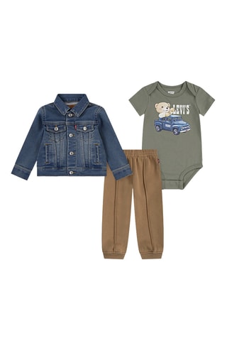 Ensemble 3 pièces - Vert olive et marron clair