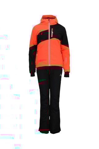 Veste à capuche et pantalon de ski Anice - Corail et noir