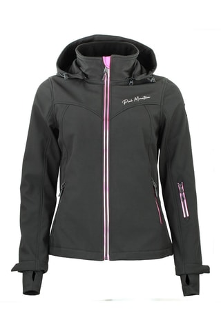 Blusão com capuz Softshell Amaleo Preto e fúscia