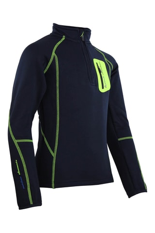 Sweat polaire Ecerun - Bleu marine et vert fluo 