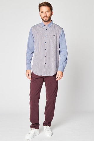 Overhemd Blauw en Bordeauxrood - Harmont & Blaine