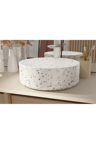 Lavabo redondo de cerámica de encimera - 35 cm - Blanco mate y gris