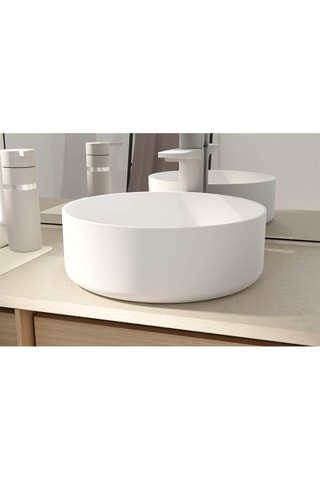 Lavabo redondo de cerámica de encimera - 36 cm - Blanco mate
