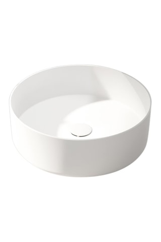 Lavabo redondo de cerámica de encimera - 36 cm - Blanco mate