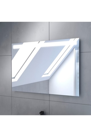 Mueble de cuarto de baño con 2 cajones, lavabo de cerámica y espejo - Imitación roble