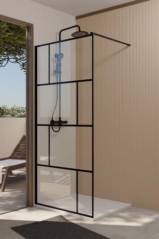 Mampara de ducha Bricks - Negro - 100 x 195 cm