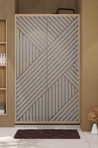 Puerta de ducha corredera Japandi - Dorado - 200 x 120 cm