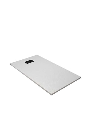 Plato de ducha y rejilla lineal Stone - Negro y blanco - 140 x 90 cm