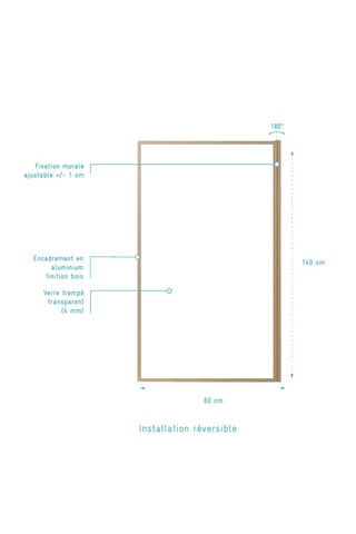 Mampara de bañera Wooden Edge - Imitación madera - 140 x 80 cm