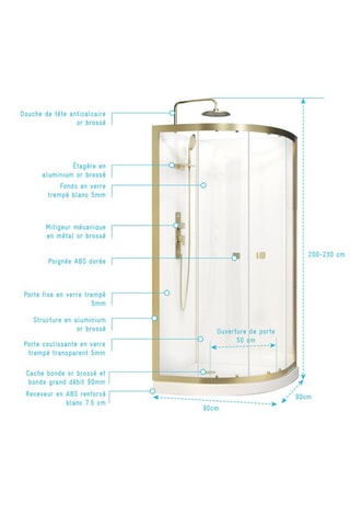 Cabina de ducha Sunny - 90 x 90 x 200 cm (230 cm máx.)