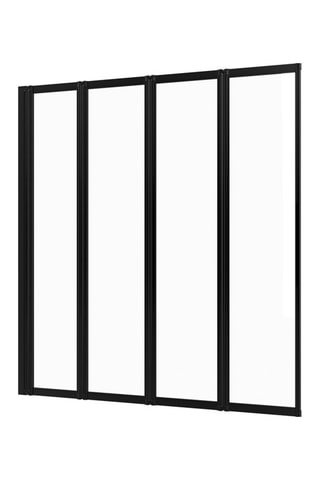 Mampara de bañera de 4 paneles giratorios - Transparente y negro - 125 x 143 cm