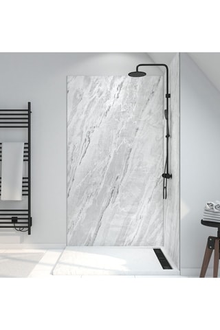 Panel de pared de ducha Stone'it con perfiles - Gris - 120 x 210 cm