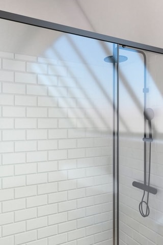 Mampara puerta de ducha corredera - Transparente y negro